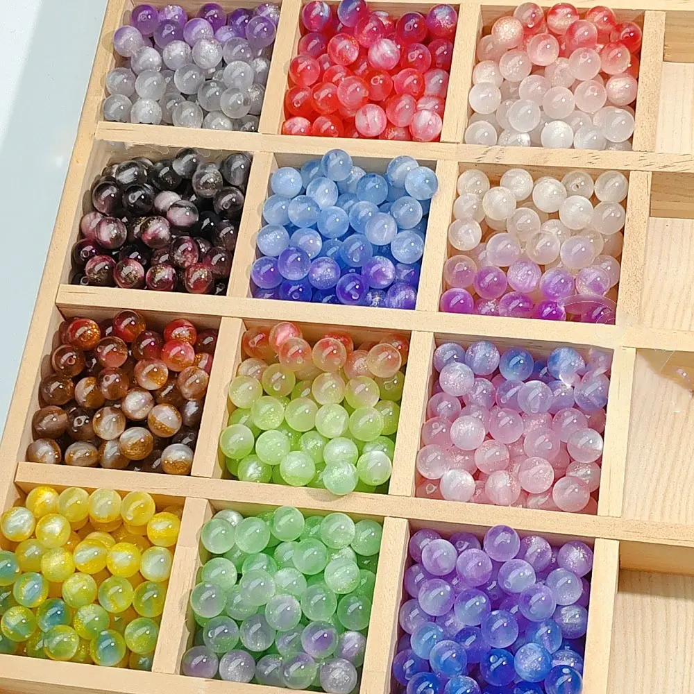 UV Color-Changing Cat's Eye Resin Beads, 8mm, 70 Pieces, Sunlight-Sensitive for DIY Bracelet Making, Craft Accessories
