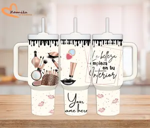 Make up tumbler, Personalized gifts! Portable Bottled Stylish Water Bottles Drinkware Water Bottles Mug Cup Reusable sports cup travel cup custom Flasks Washable Straw Stainless Lid Customized Lightweight Steel Beach