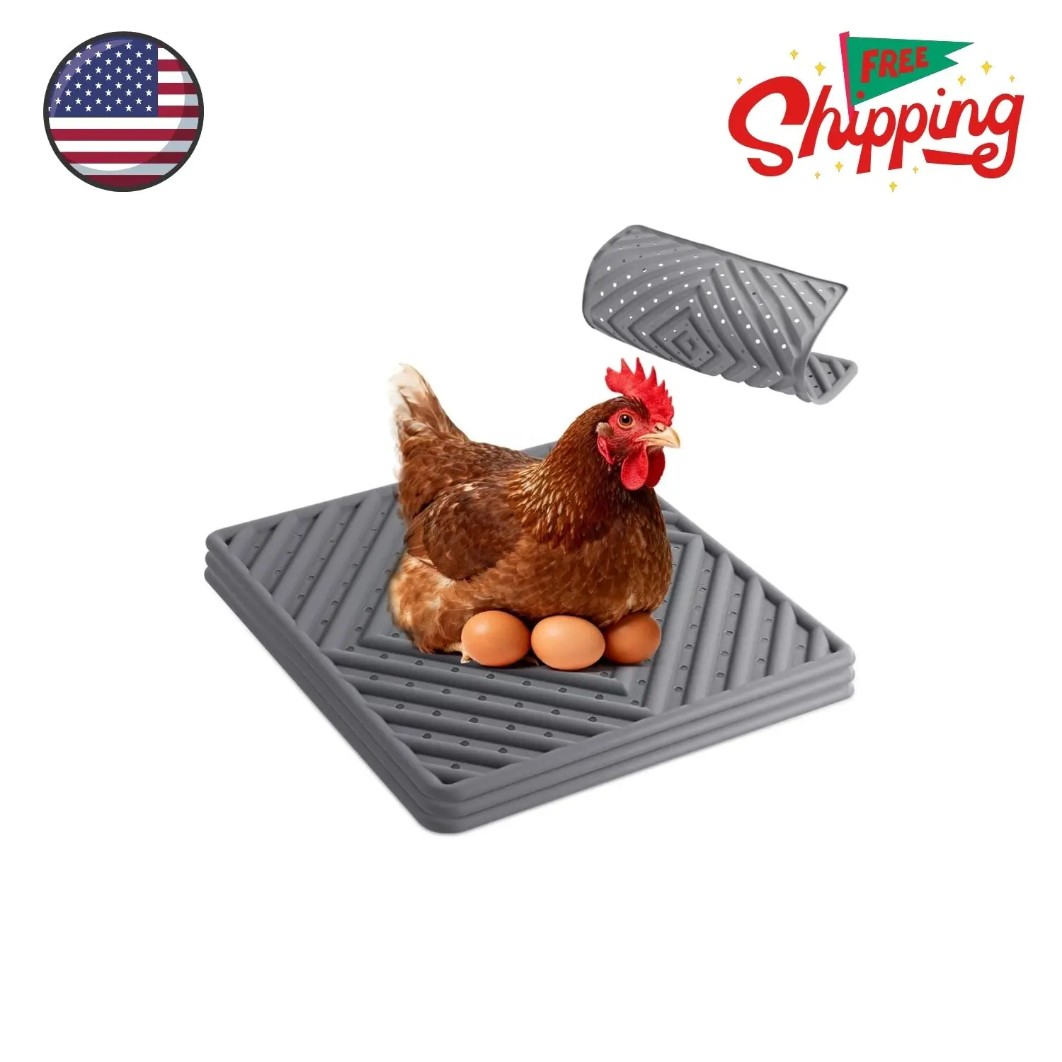 Chicken Nesting Pads for Chicken Coop, Washable, 12" x 12", Grey, 3 Pack