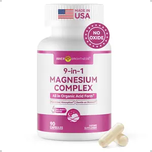 9-in-1 Magnesium Complex, 300mg Magnesium from 9 Organic Forms, Glycinate, Citrate, Malate, High Absorption for Sleep & Relaxation, Energy & Muscle Support, 90 Capsules #SummerVibes