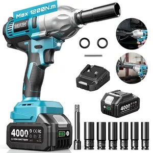 SEESII Cordless Impact Wrench Upgraded 1200N.m 1/2", Seesii Cordless Impact Wrench WH710 Pro with One Battery, Six Sockets, Quick-Change Chuck- Heavy Duty Power Tool for Professional Mechanics & DIY Enthusiasts
