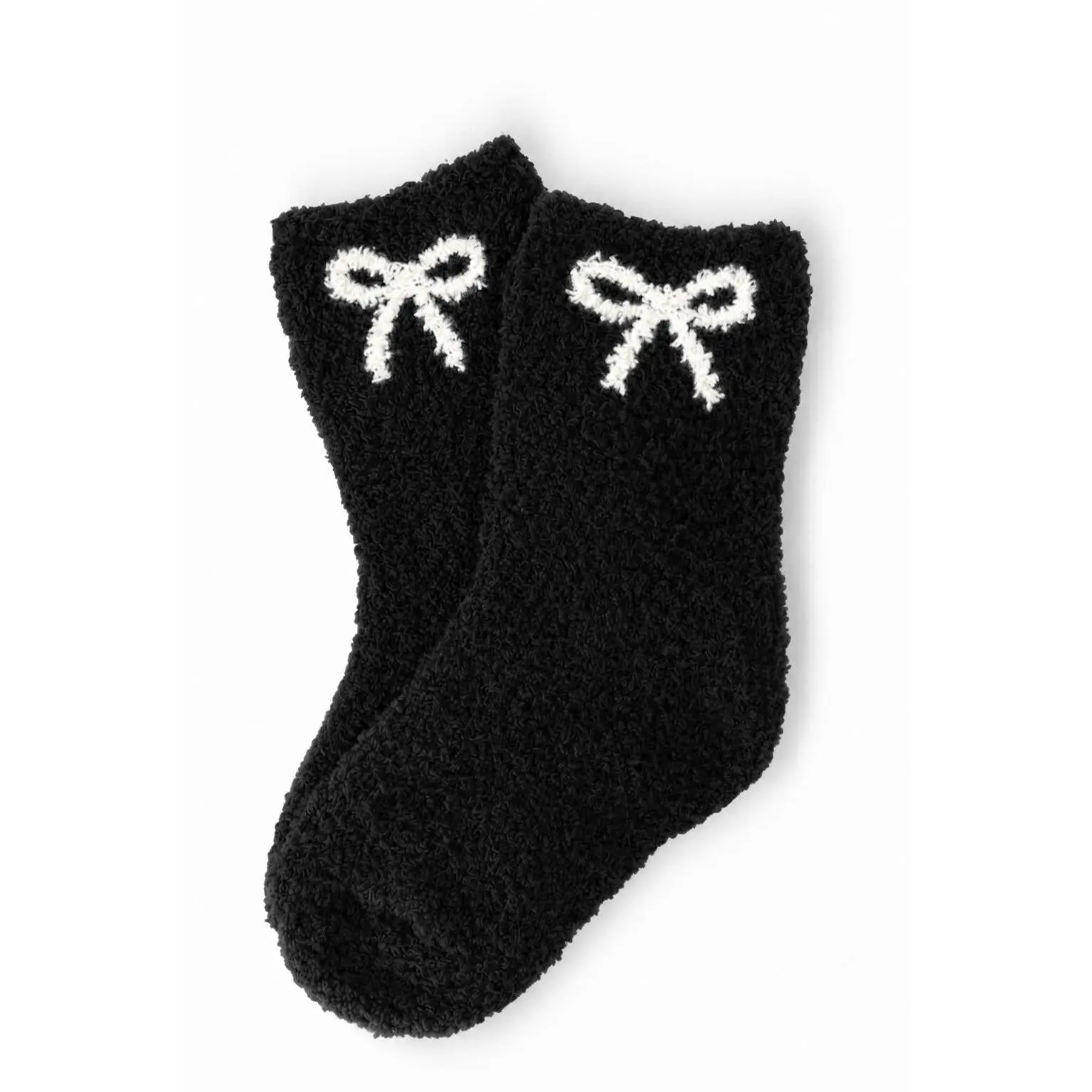 Black/Coconut Bow Cozy Socks