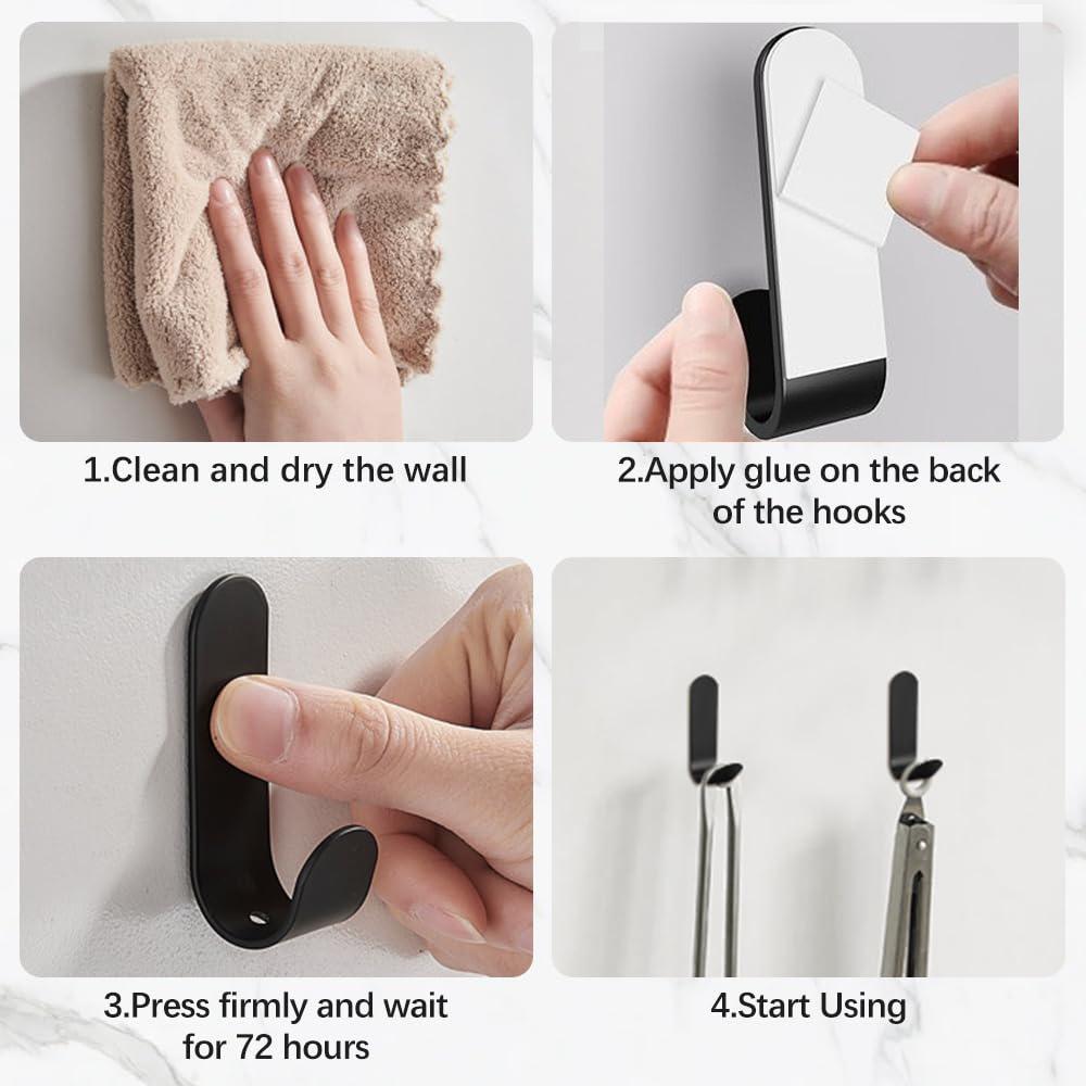 J-Shaped Coat Hooks Metal Wall Mounted Hook Hanger for Coat Hat Bag Purse Towel Black 5Pcs Rust-Proof & Corrosion-Resistant - Easy Installation - Heavy-Duty Performance - Modern Craftsmanship - Multi-Purpose Functionality - Organiser Hangable door