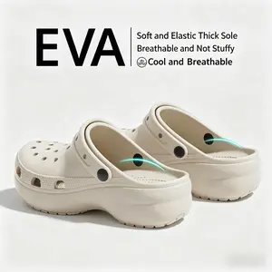Women's Platform Clog, Non-Slip Slip-On Garden Shoes with Arch Support Removable Cushion Footbed Comfortable Beach Outdoor Sandal Slippers for Women
