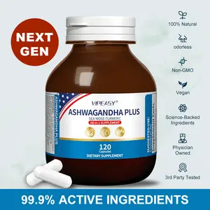 2 Bottle VIPEASY Ashwagandha Plus All-in-One Supplement - American Ginseng Extract & Ashwagandha Root Extract, Energy, Stress & Cortisol Support, Increased testosterone support-120 Capsules