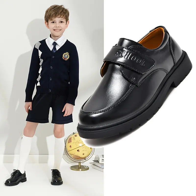 Unisex Kids' Formal School Shoes for School Wear, YYW1 Classic PU Leather Breathable Shoes, Lightweight Non-Rubber Sole Footwear