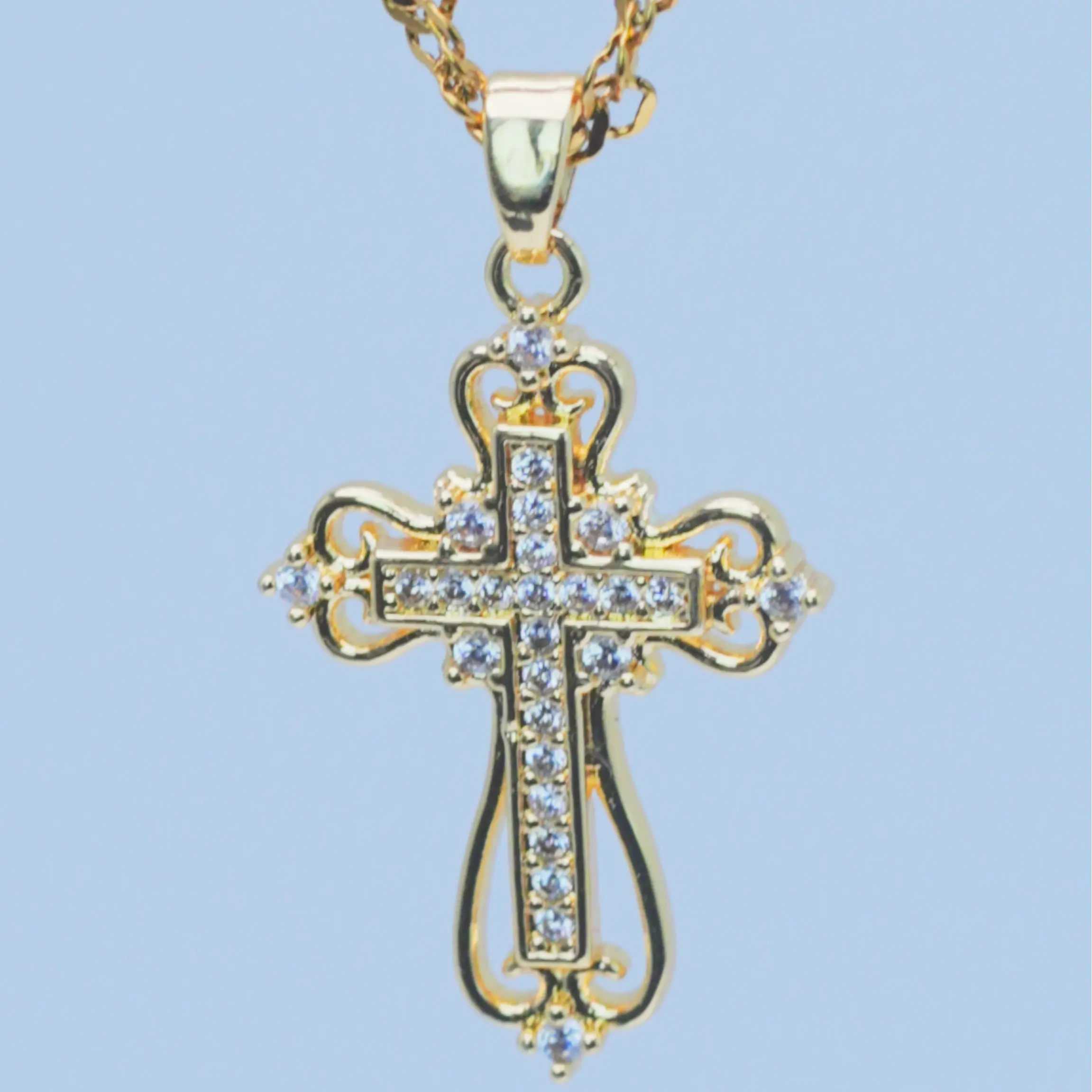 Elegant Cubic Zirconia Cross Pendant Necklace for Women Trending Fashionable and Versatile 19.69 Inches Chain Length 0.906 Inches Pendant Height 0.748 Inches Pendant Width Perfect for Parties and Everyday Wear Delicate Birthday Gift