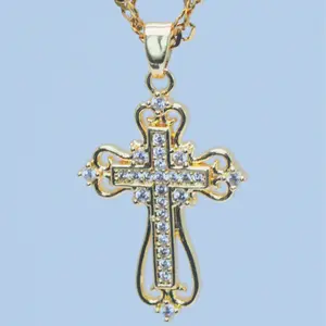 Elegant Cubic Zirconia Cross Pendant Necklace for Women Trending Fashionable and Versatile 19.69 Inches Chain Length 0.906 Inches Pendant Height 0.748 Inches Pendant Width Perfect for Parties and Everyday Wear Delicate Birthday Gift