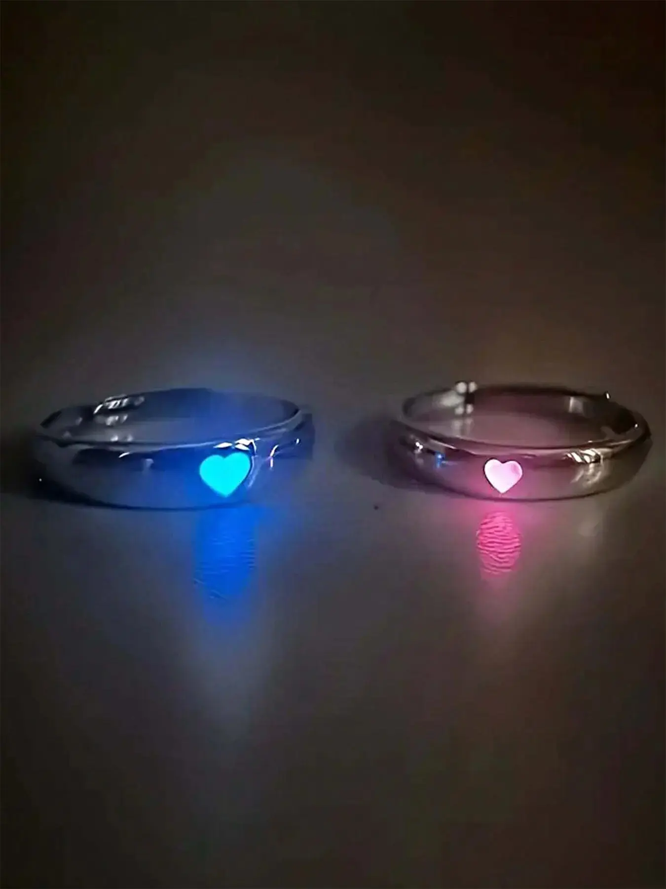 Luminous Love Couple Rings, Adjustable Promise Rings for Couples, Wedding Anniversary Gifts, Valentine's Day Inspirational Jewelry for Boyfriends and Girlfriends