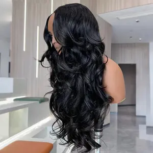 ISEE HAIR 250% Density Yaki Straight Pre-Styled Butterfly Cut Layer U/V Part Sew In Wig Natural Black Human Hair Wigs#SpringStatements
