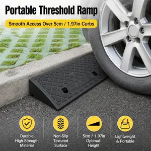 Portable Threshold Ramp 2 Inch / 5cm Rise, Non-Slip Doorway Curb Ramp for Wheelchair, Car, Auto, Motorcycle, Pets, Garage Driveway Smooth Access