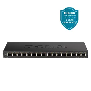 D-Link 16-Port Gigabit Unmanaged/Plug and Play Switch (DGS-1016S) | Fanless| Slim Metal Compact | Desktop
