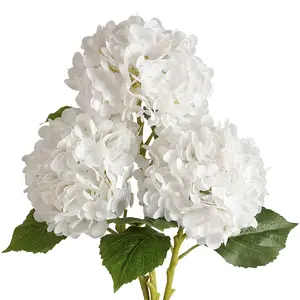 3 large diameter simulated hydrangea flowers, single stem realistic hydrangea flower, 54cm simulated tactile latex hydrangea flower decoration for weddings, parties, offices, and homes (without vases or other decorations)