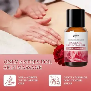 Qtoko Premium Rose Essential Oil 50ML, Ideal for Diffuser, Massage, Skin Moisturizing, Relaxation, Natural Aromatherapy