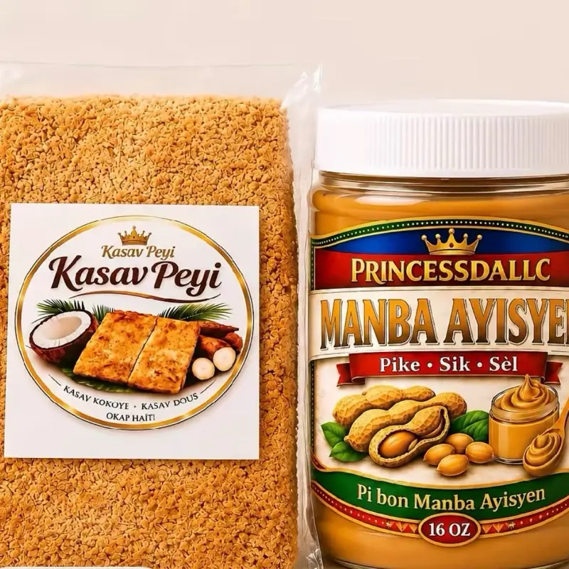 Haitian Kasav Peyi & Manba Combo Pack - 16oz Authentic Haitian Peanut Butter Bundle 100% naturel