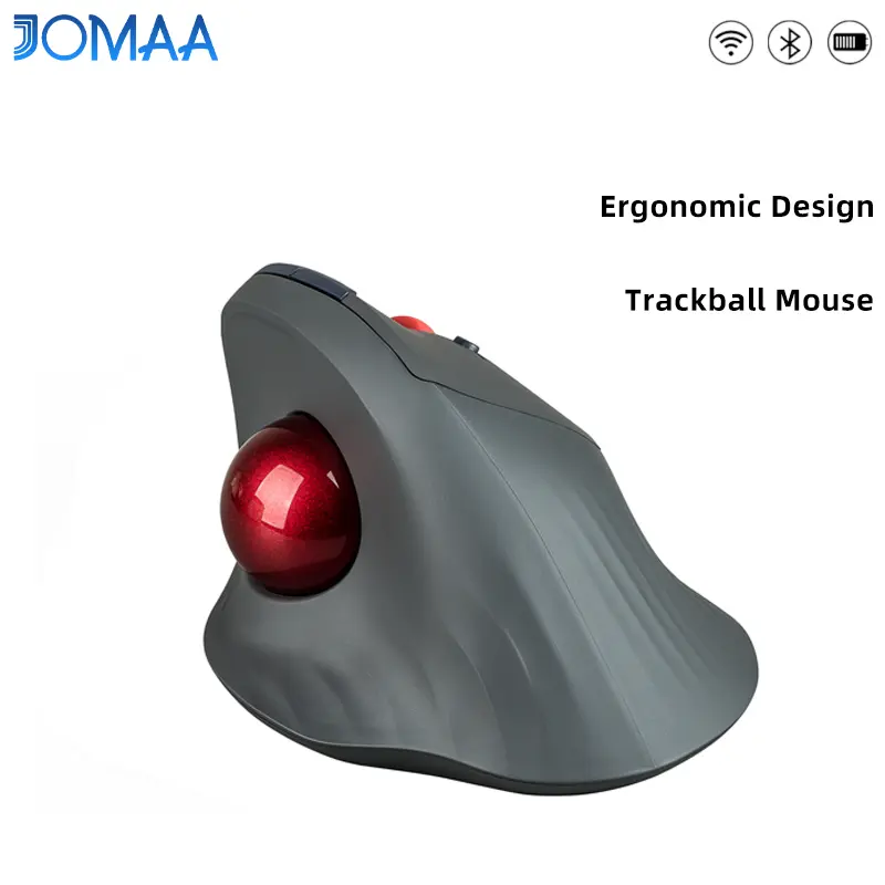 JOMAA Vertical Tracball Mouse Bluetooth &USB Wireless Mouse for Computer Laptop Tablet Precise Thumb Control Wrist Strain Relief Ergonomic Mice