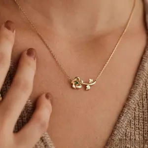 modmints Women's Custom Birth Flower & Birthstone Necklace, Dainty Layering Daily Wear Artificial Gemstone Jewelry, Personalized Gift, Daily Wear Necklace