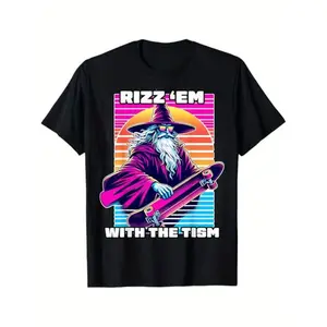 100% Cotton Rizz Em With The Tism Autism Awareness Meme T-Shirt, Black, 100% Cotton, Gift for Men Dad Friends, S-XXXL