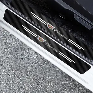 Carbon Fiber Car Door Sill Protector Stickers Accessories For Cadillac Escalade CTS ATS XTS CT4 CT5 XT5 XT4 XT6 CT6 Lyriq SRX ELR Celestiq EXT XLR