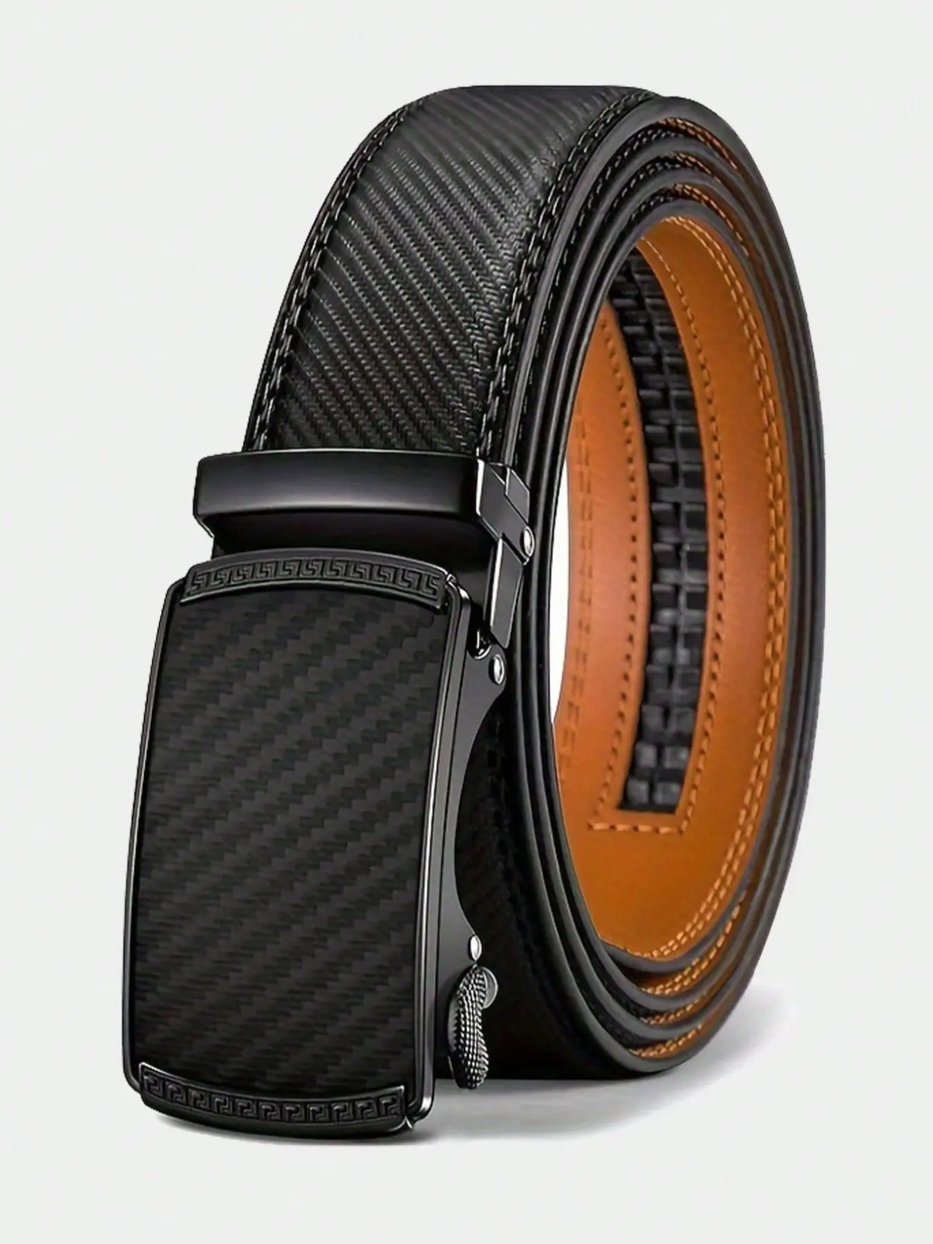 Mens Belt Leather Ratchet Belt For Men Dress and Casual with Adjustable Buckle, Trim to Fit, Genuine Leather Belt, Casual Business Belt