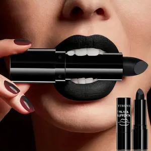 Ytruns Matte Black Lipstick - Long-lasting Waterproof Formula, No Creases, Gothic Dark Makeup, Perfect for Halloween Cosplay & Parties