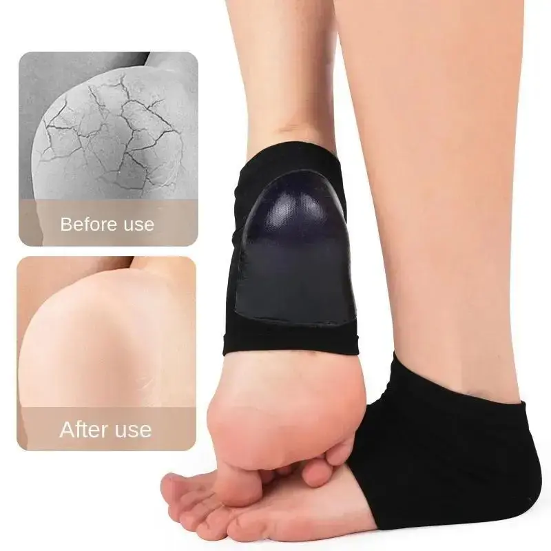 Gel Moisturizing Hydration Heel Socks, Breathable Gel Pads, Nylon Composition, Soft Smooth, Durable, Day & Night Use, Relief Foot Pain, Cracked Foot Repair, Hydrate, Hydrating, Seamless Design, Healthcare, Foot Care Product, Intensive Foot Care