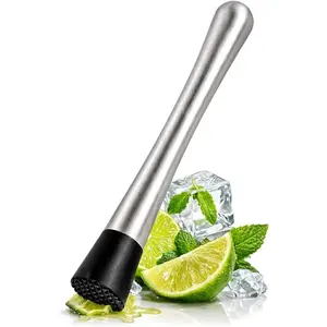8 Inches Drink Muddler for Cocktails – Stainless Steel Muddler Tool with Textured Head, Lightweight Build – Fruit Smasher for Drinks, Mojitos, Avocado, Herbs, Spices & Ice Crushing Bar Tool for Mixing