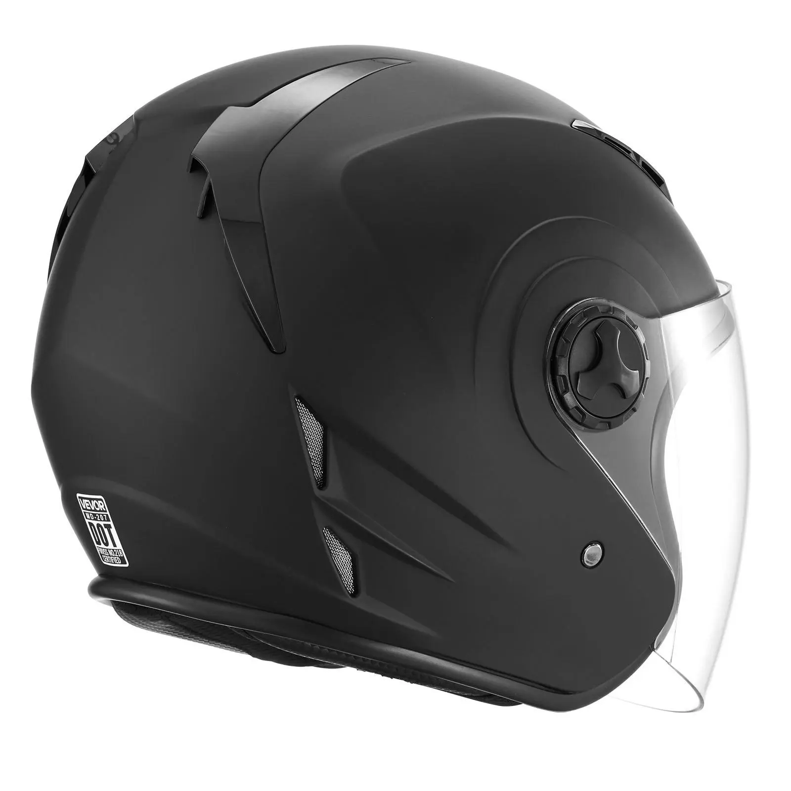 Motorcycle Helmet, 3/4 Open Face, Adult Motocross Dirt Bike Helmet With Clear Visor, Comfortable Motorbike Racing Street With Detachable Liner For Men & Women, DOT Approved, (Matte Black, L)，cool helmet，modular helmet，vintage riding helmet