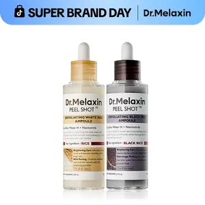 [Dr.Melaxin Official] Peel Shot Glow Rice Ampoule Duo - Peel Shot Gentle Exfoliator for Glowing, Smooth Skin | Blackhead Whitehead Care