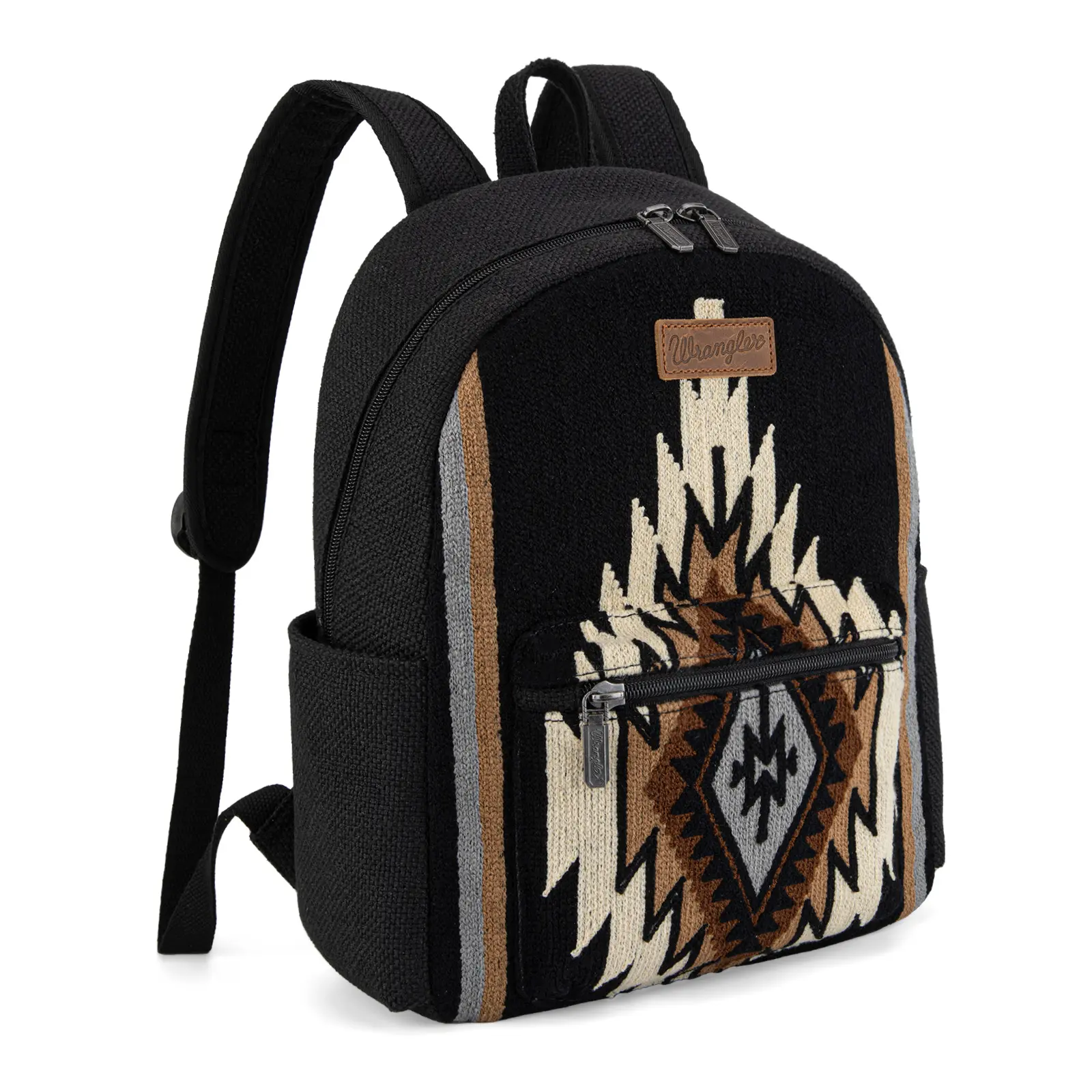 Wrangler Aztec Knitted Backpack for Women Laptop Casual Daypack with Side Pockets High Capacity Dual Sided Bag