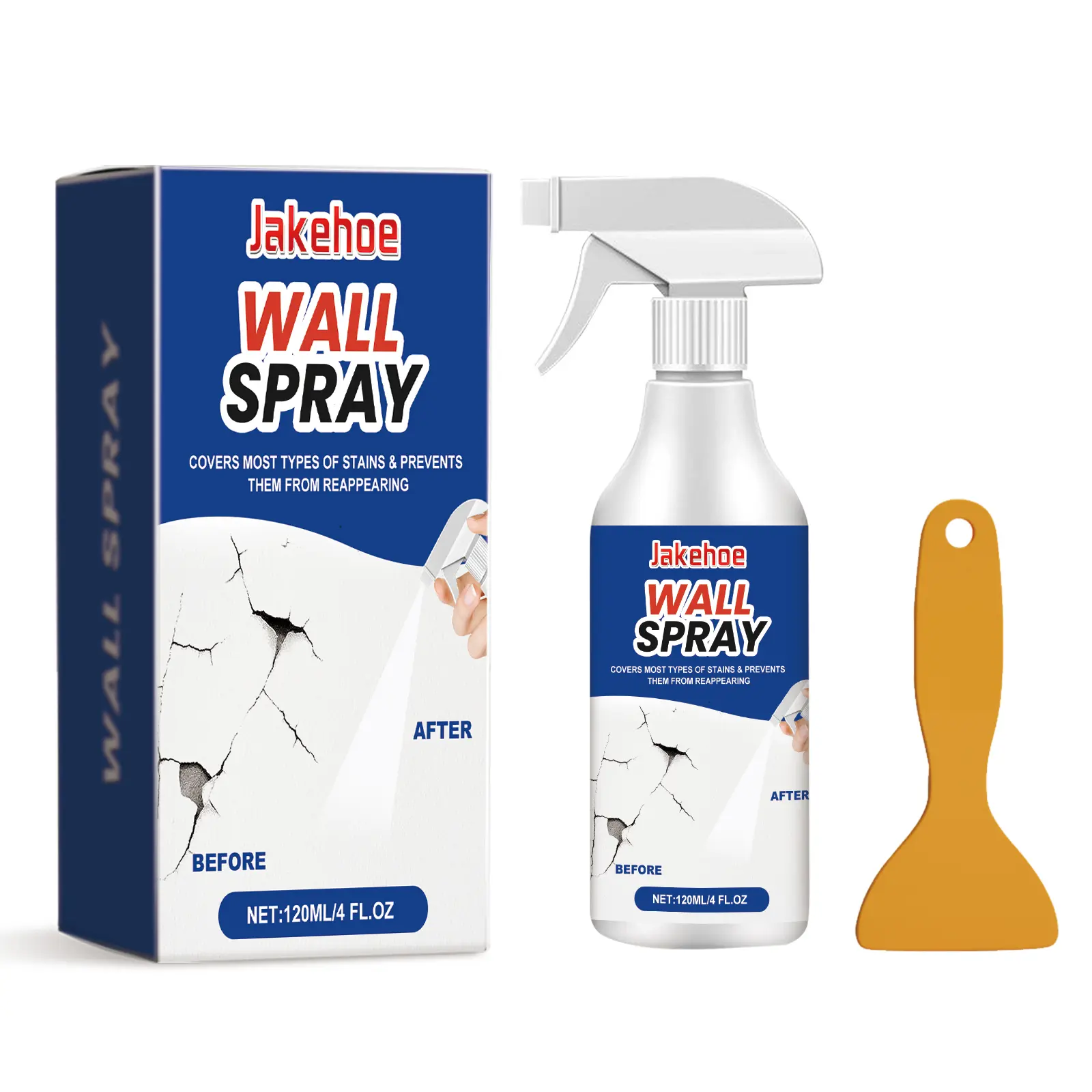 Jakehoe Interior Wall Spray Paint - Quick-Drying Vinyl Paint for Drywall & Living Room, Fast Repair, Stain Coverage, Mildew Removal, Moisture-Resistant Coating, Imperfection & Peeling Hider, Easy Roller Application, Quick Drying Paint