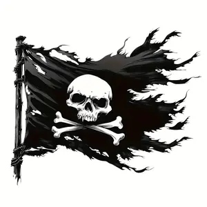 Pirate Ship Flag Sticker Design, Perfect for Vehicles, Laptops, Bottles, Motorcycles, Windows, Durable Adhesive Decal, Easy Application