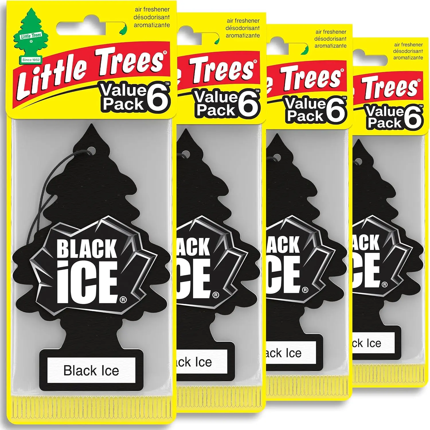 LITTLE TREES Car Air Freshener | Hanging Tree Provides Long Lasting Scent for Auto and Home | Black Ice, 24 Air Fresheners