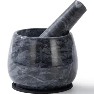 Heavy Duty Mortar and Pestle,  Marble Mortar and Pestle Set,    Make Fresh Guacamole, Salsa, Pesto, Stone  Bowl, 1.5 Cup