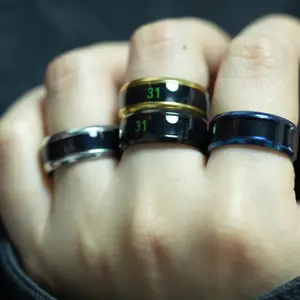 4pcs Smart Temperature-Changing Rings - Smart Ring Fitness Trackers, Multicolor Display, Fashionable Modern Design, Durable Non-Plated Metal, Suitable for Casual & Formal Wear, Exquisite Craftsmanship, Unisex Accessory