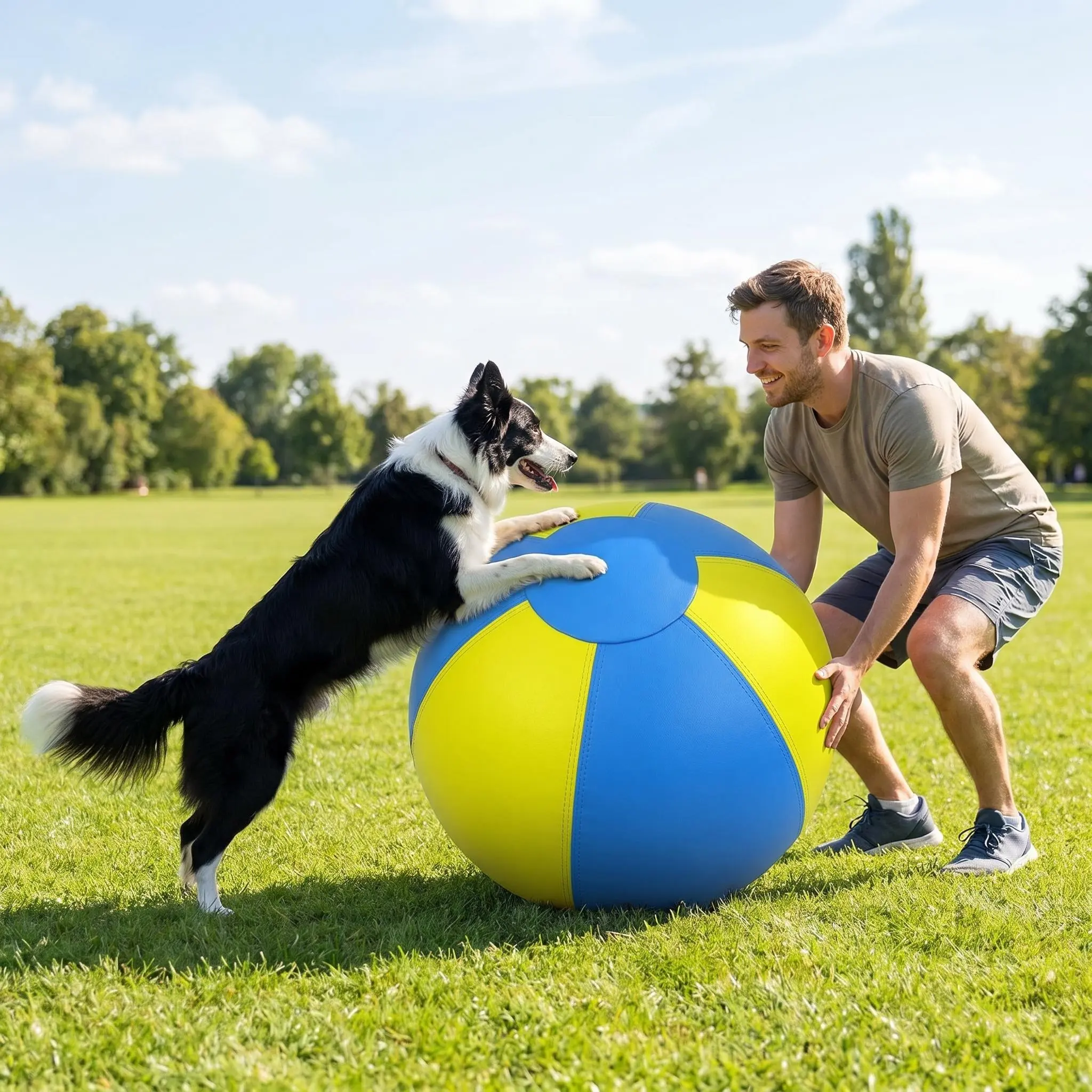High-Energy Dog Herding Ball Toy - Push-And-Chase Interactive Pet Accessory for Outdoor Supervised Play, S/M Sizes (45/55/65 Units), Polyester Blend Fabric Energy-Expending Birthday Gift