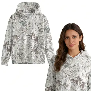 Fall Winter Vintage Hooded Sweatshirt | 3D Jungle Leaf Pattern Long Sleeve Relaxed Fit Casual Style Slight Stretch Fabric