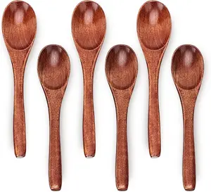 Natural Wooden Spoon Set, 6 Counts Multi Specification Durable & Eco-friendly Long Handle Cooking Spoons for Kitchen, Cooking, Baking & Serving, Kitchen Utensils, Kitchen Cooking Accessories
