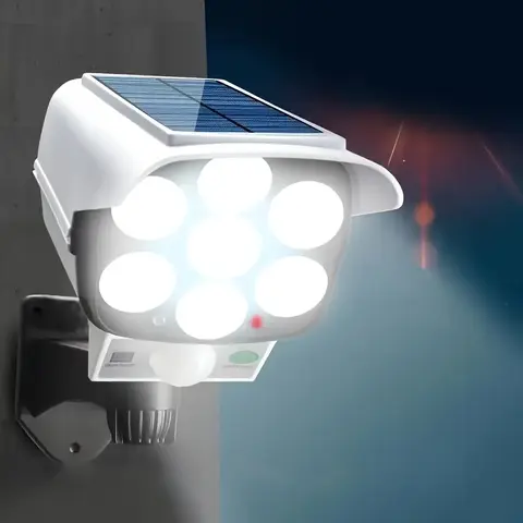 Fake Solar-Powered CCTV Lookalike Camera Light - 800 Lumens Wireless Security Camera, Remote, Motion Sensor, Cordless Wall Mount, 20s Auto Shutoff, 3 Smart Modes, 24/7 Security Guard, Outdoor Home Intruder Deterrent Lighting