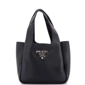 Pre-owned PRADA Leather Shoulder Bags Flou Dynamique Open Tote Vitello Daino Mini by Rebag