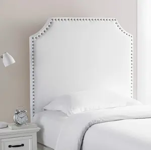 Bevel Tacked Plush Headboard with Legs - White