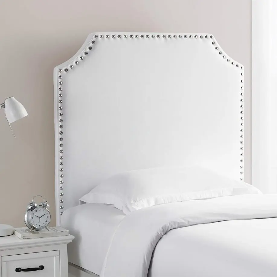 Bevel Tacked Plush Headboard with Legs - White