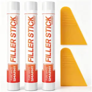 White Wood Filler Sticks 3 Pack - Wax Putty Repair Pen to Fix Nail Holes, Scratches & Dings in Baseboard, Cabinet, Trim, Wall & Furniture, Renters-Friendly & Apartment Move-Out Repair Kit, Pure White
