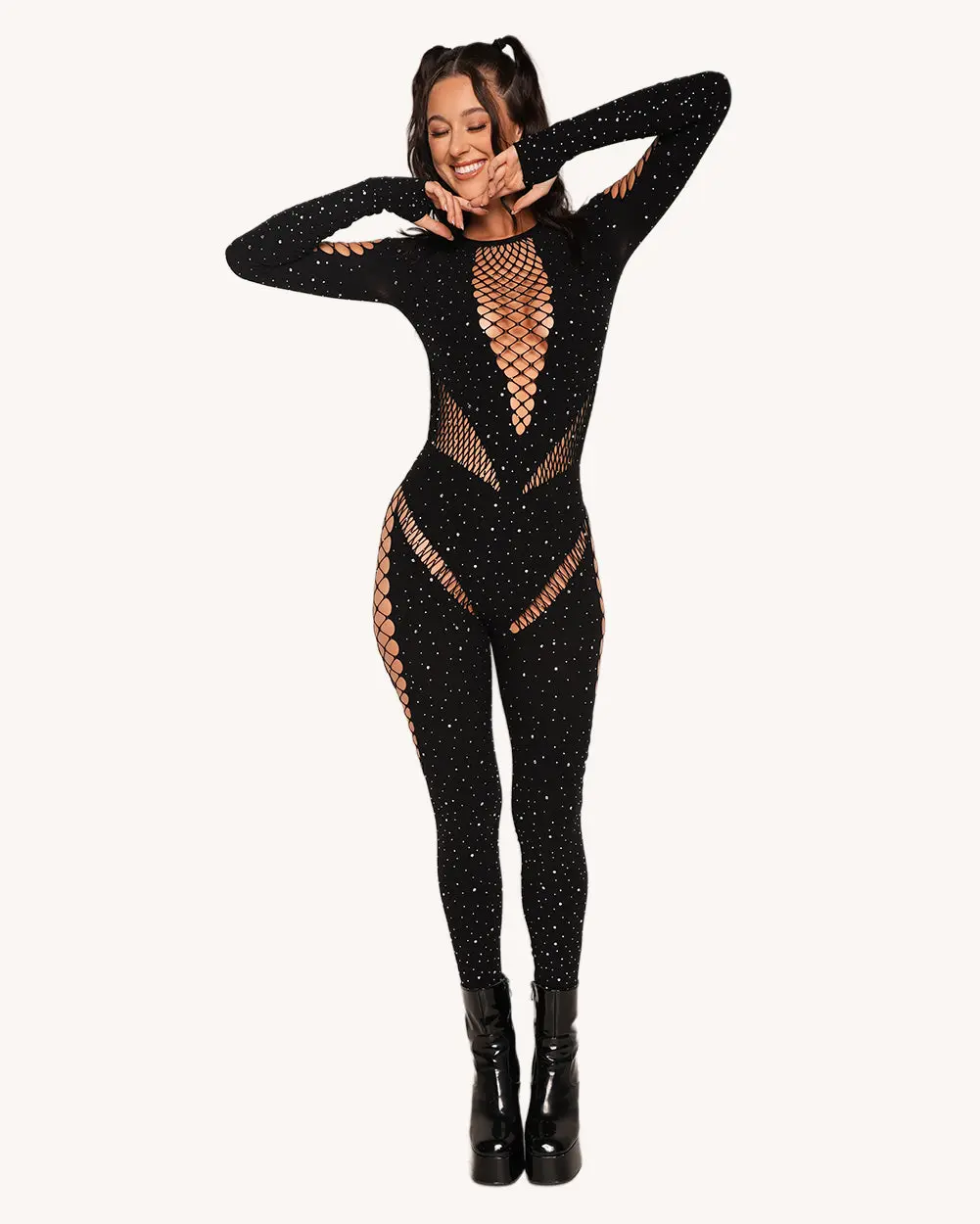365 Party Grl Rhinestone Long-Sleeve Jumpsuit 365 Party Grl Rhinestone Long-Sleeve Jumpsuit