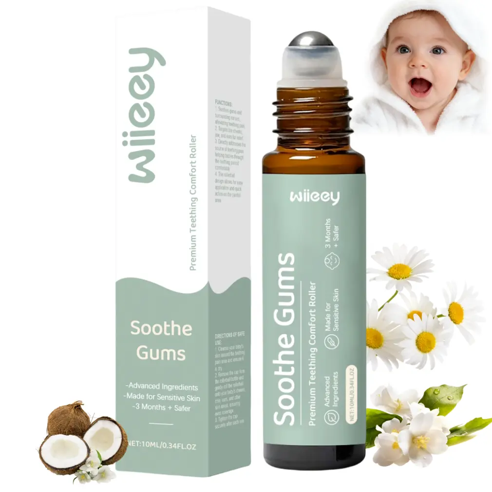 Baby Teething Roll‑On Oil, Plant Extract Gentle Soothing Oil, Fragrance‑Free Portable Roller Bottle for Kids Daily Oral Gum Care Healthcare Fitness