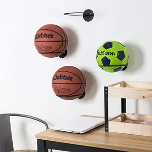 2 Piece Sports Ball Display Rack Set, Wall Mounted Basketball and Soccer Stand, Space Saving Room Decor, Easy Installation, Includes Screws