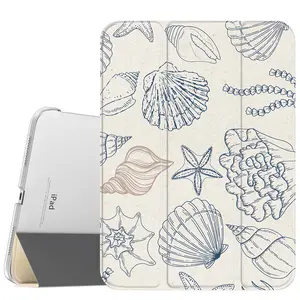 Ocean Sketches Leather Tablet Case - Magnetic Casing with Slim Stand, Soft Translucent Frosted Back, Pencil Holder & Accessories for iPad A16 2025, Air 6, Mini 6, Samsung Galaxy Tab S9