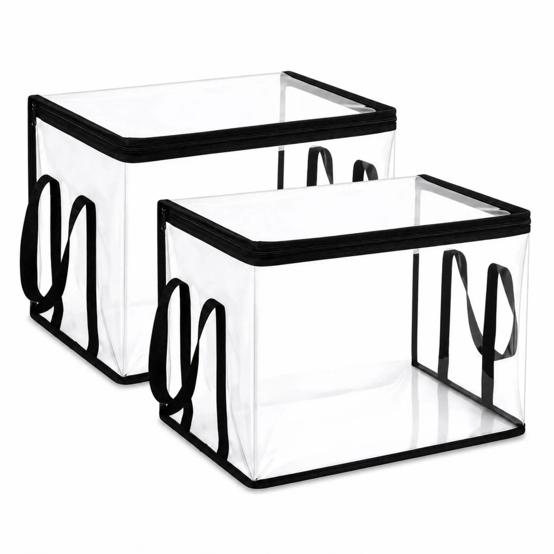 PVC Transparent Rectangular Storage Boxes - Durable Heavy-Duty Zip Home Organizers with Compact Fold for Bedrooms, Cabinet Storage, Clothing Sorting Needs