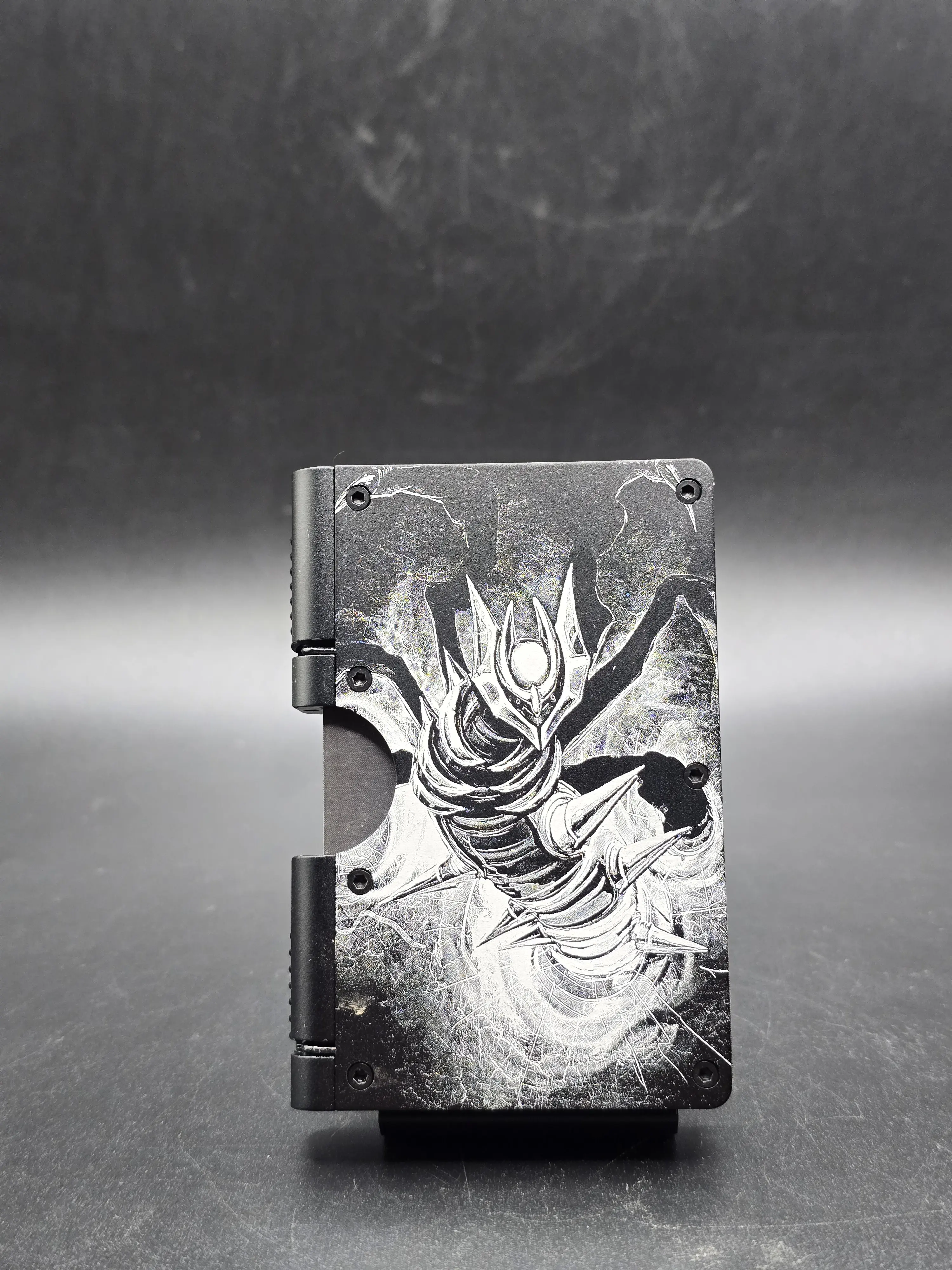 Shadow Dragon Metal Wallet – Laser Engraved RFID Blocking Wallet with Secure Hinge System