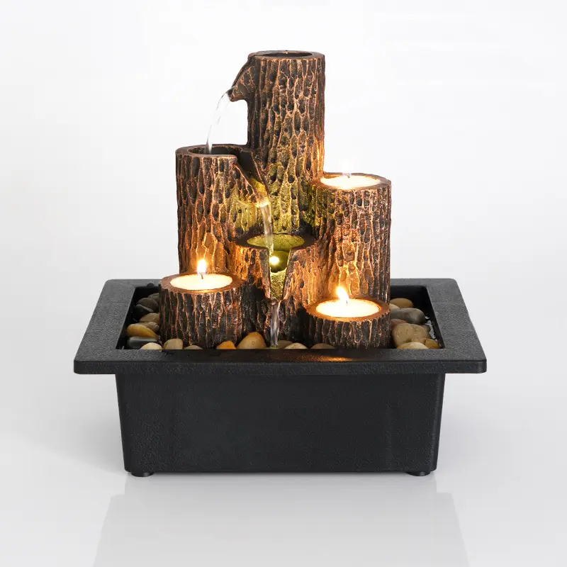 Desktop Size Resin Tabletop Rockery Water Fountain Figurine - Traditional Feng Shui Ornaments, USB-Plug Non-Toxic Pet-Safe Home Decor Craft Gift, Humidity-Boosting Effects Home Supply